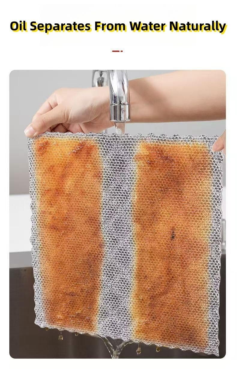 SHARK WAVE SHARKWAVE Non-Scratch Microfiber Double-Sided Dish Wash Cloth, Steel Wire Dish Cloth, Wire Dishwashing Rags Stainless Steel Scrubber Wire Dishcloth for Washing Dishes Counters 5 Pcs 20cm x 20cm - Image 5