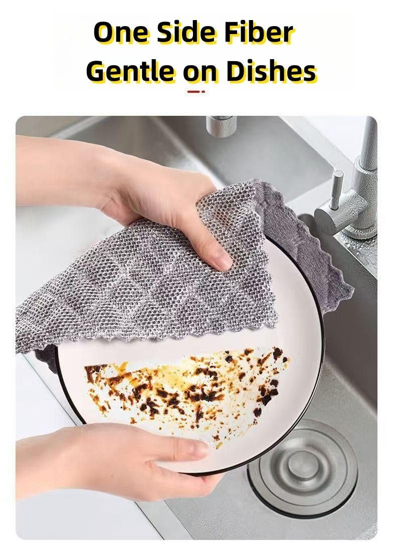 SHARK WAVE SHARKWAVE Non-Scratch Microfiber Double-Sided Dish Wash Cloth, Steel Wire Dish Cloth, Wire Dishwashing Rags Stainless Steel Scrubber Wire Dishcloth for Washing Dishes Counters 5 Pcs 20cm x 20cm - Image 4