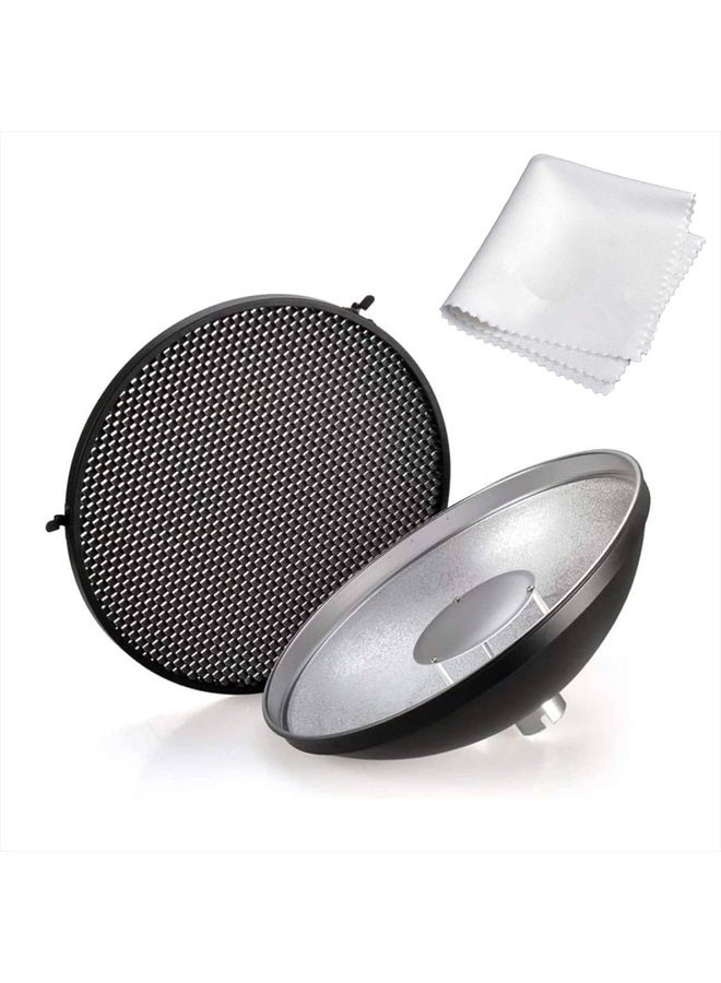 Godox Godox AD-S3 Beauty Dish Reflector with Honeycomb Cover for Godox AD200PRO AD200 Pocket Flash Godox AD180 AD360 AD360II Flash Speedlite - Including Cleaning Kit - Image 1
