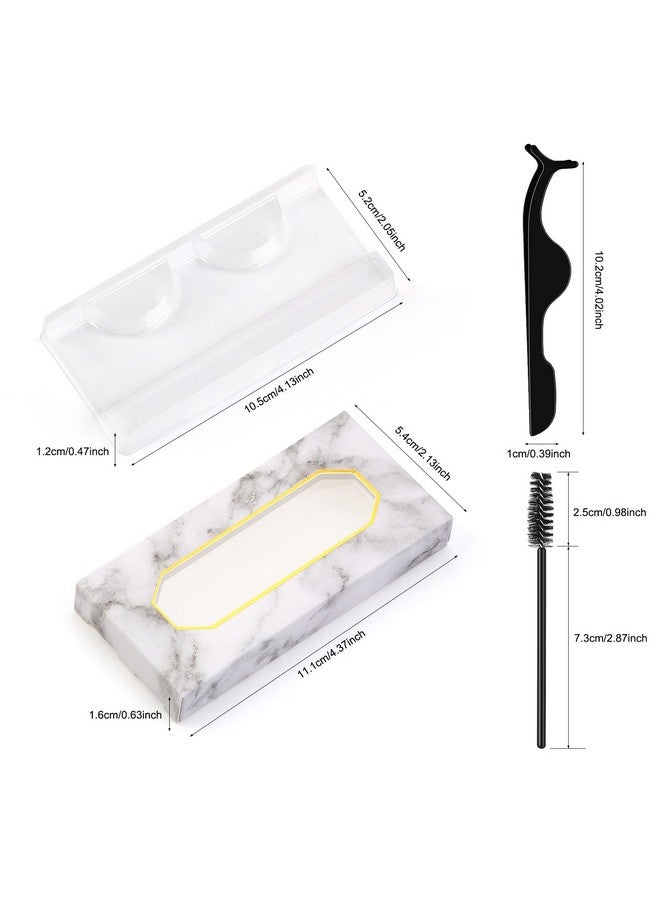 MAGEFY 175 Pieces Lash Packaging Wholesale, Include 30 Empty Eyelashes Packaging Box, 30 False Lash Trays, 15 Eyelash Tweezers and 100 Eyelash Brush Mascara Wands Disposable (Marble) - Image 3