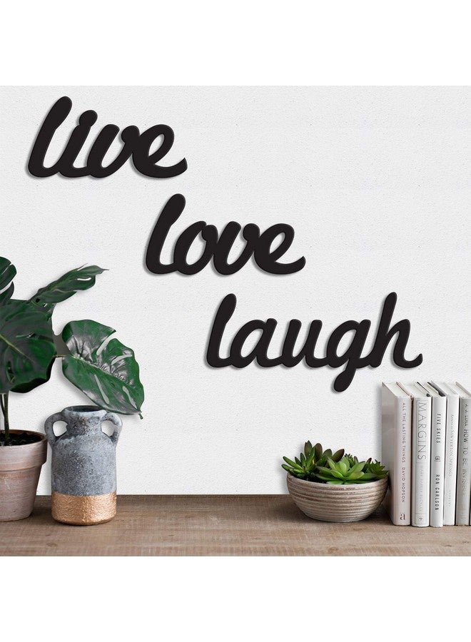 Art Street Live Love Laugh MDF Plaque Painted Cutout Ready To Hang Home Decor Wall Art, Valentine Day Gift -Black - Image 1