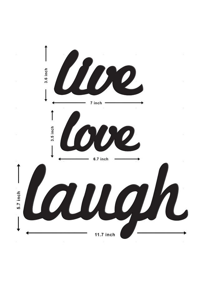 Art Street Live Love Laugh MDF Plaque Painted Cutout Ready To Hang Home Decor Wall Art, Valentine Day Gift -Black - Image 2