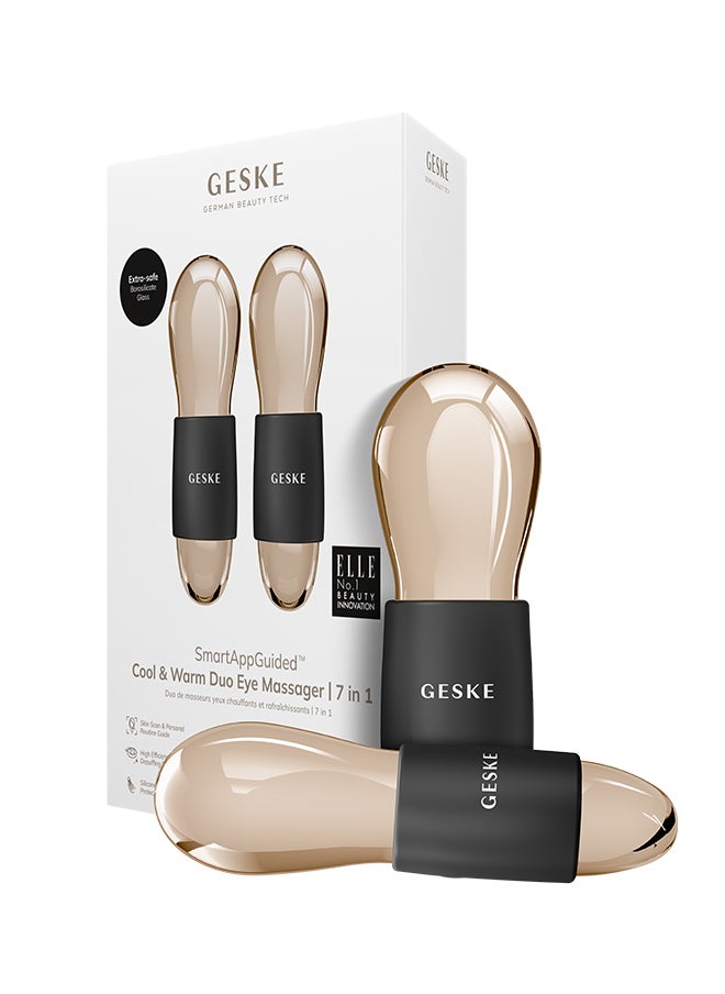 GESKE GESKE Cool & Warm Duo Eye Massager | 7-in-1 Ice Globes for Face and Eyes | Tighten Skin, Reduce Puffiness, Anti-aging, Enhance Circulation & Complexion | Borosilicate Glass with Silicon Grip- Grey  - Image 1