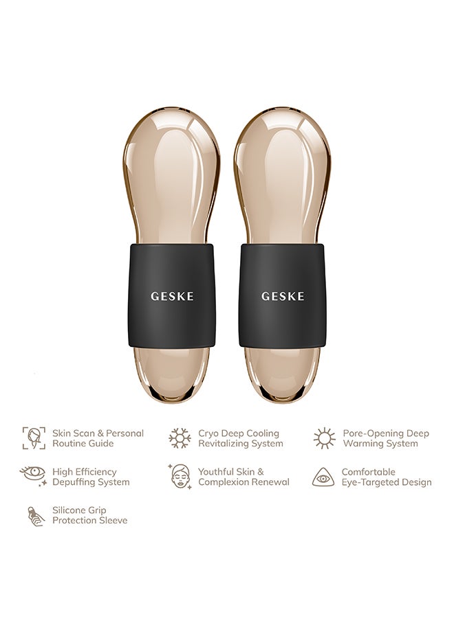 GESKE GESKE Cool & Warm Duo Eye Massager | 7-in-1 Ice Globes for Face and Eyes | Tighten Skin, Reduce Puffiness, Anti-aging, Enhance Circulation & Complexion | Borosilicate Glass with Silicon Grip- Grey  - Image 2