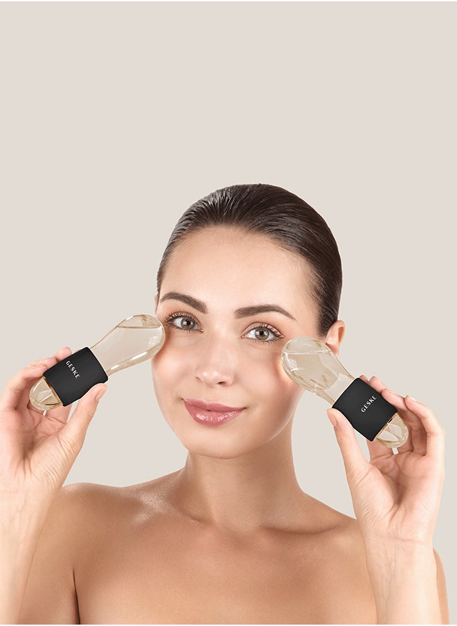 GESKE GESKE Cool & Warm Duo Eye Massager | 7-in-1 Ice Globes for Face and Eyes | Tighten Skin, Reduce Puffiness, Anti-aging, Enhance Circulation & Complexion | Borosilicate Glass with Silicon Grip- Grey  - Image 3