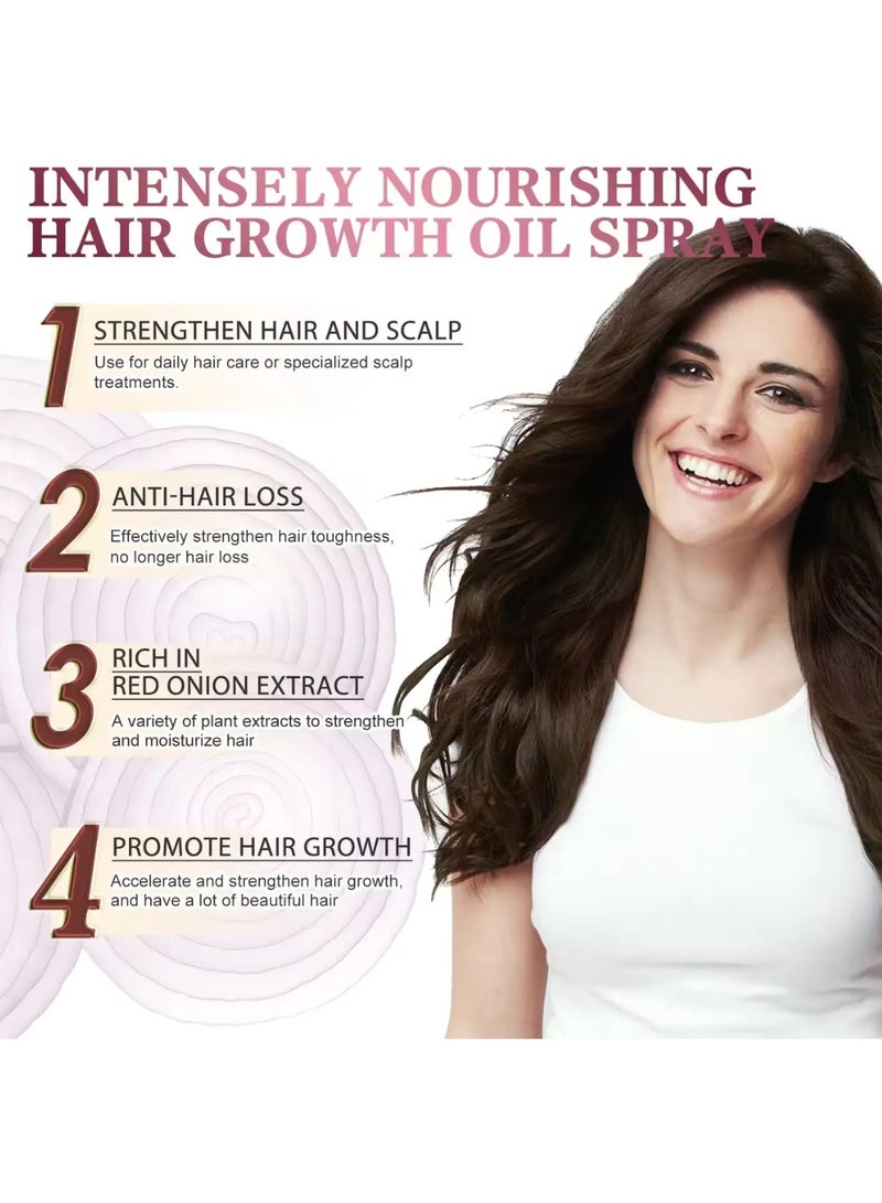 OUHOE زيت البصل الأحمر 2 قطعة مضاد للتساقط إصلاح الضرر تعزيز نمو الشعر زيت أساسي زيت شعر معزز زيت البصل الأحمر زيت طبيعي فعال لنمو الشعر زيت للشعر اللامع - Image 2