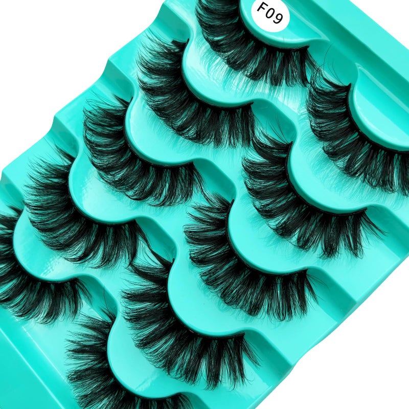 FOINEMYED Mink Lashes Strip Eyelashes Fluffy Volume False Eyelashes that Look Like Extensions Glamour Wispy Curly Fake Lashes 5 Pairs Pack - Image 5