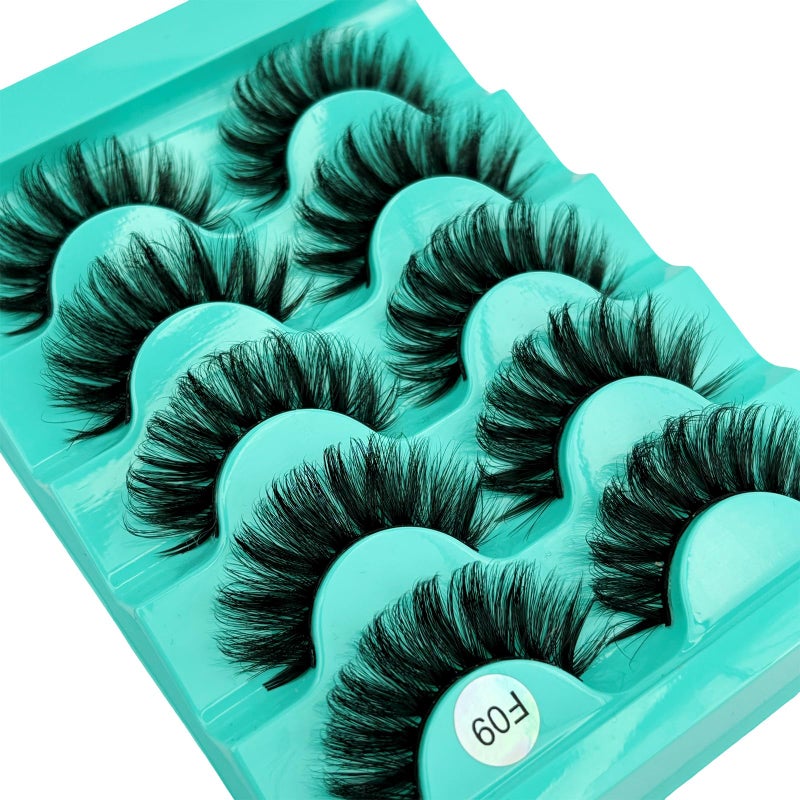 FOINEMYED Mink Lashes Strip Eyelashes Fluffy Volume False Eyelashes that Look Like Extensions Glamour Wispy Curly Fake Lashes 5 Pairs Pack - Image 4