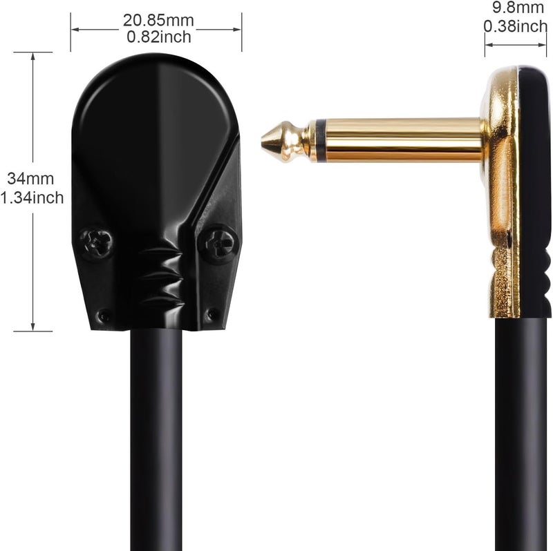 Donner Guitar Patch Cables Right Angle 6 Inch 1/4 Instrument Cables for Effect Pedals 6 Pack - Image 3