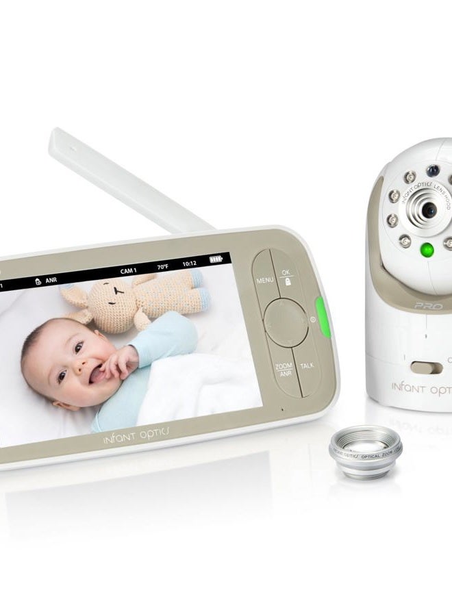 Infant Optics مراقب الأطفال الفيديو DXR-8 PRO، دقة 720P HD، شاشة 5"، تقنية تقليل الضوضاء النشطة A.N.R.، بدون واي فاي، دوران وزوم، وعدسات قابلة للتبديل - Image 1