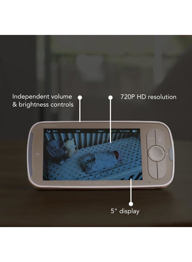 Infant Optics مراقب الأطفال الفيديو DXR-8 PRO، دقة 720P HD، شاشة 5"، تقنية تقليل الضوضاء النشطة A.N.R.، بدون واي فاي، دوران وزوم، وعدسات قابلة للتبديل - Image 4