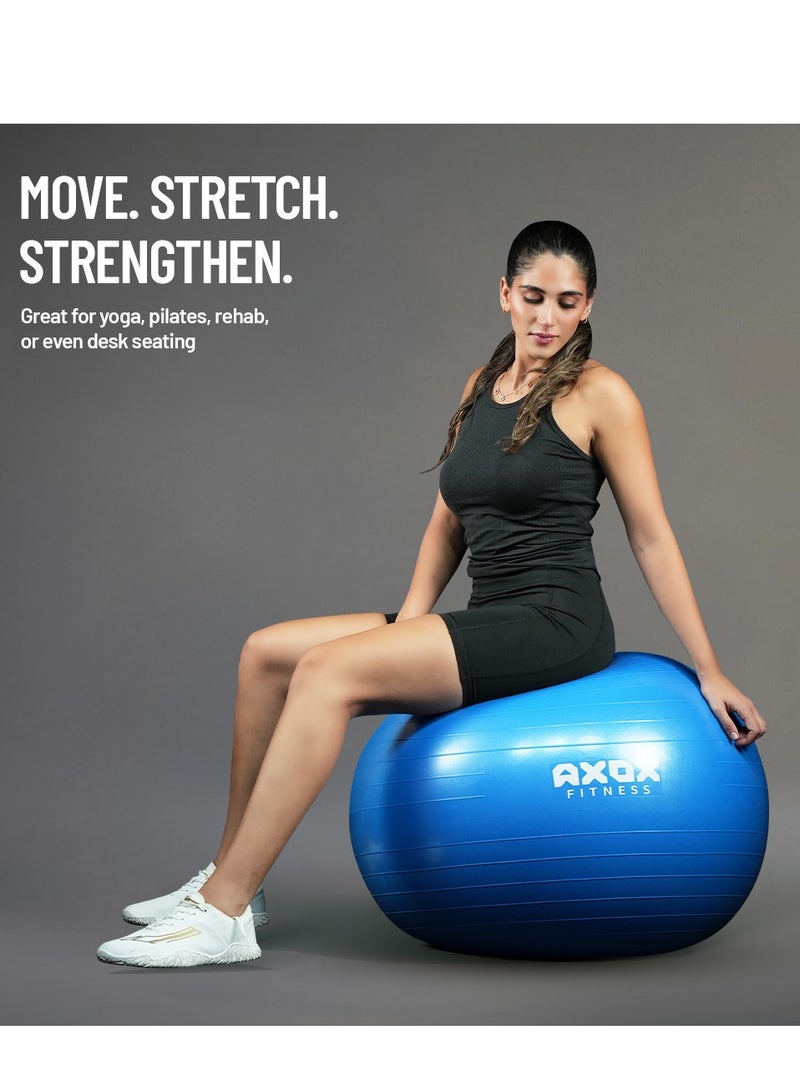 أكسوكس كرة الجمباز المقاومة للانفجار من **AXOX Fitness** مع مضخة سريعة 75 سم – كرة يوجا وتمارين غير قابلة للانزلاق للبيلاتس، التوازن، الحمل، وتدريبات الثبات – تتحمل حتى 200 كغ – متوفرة بمقاسات متعددة. - Image 3