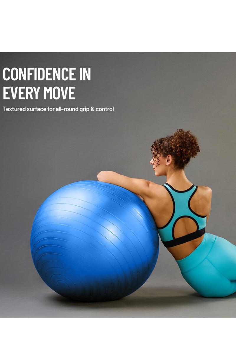 أكسوكس كرة الجمباز المقاومة للانفجار من **AXOX Fitness** مع مضخة سريعة 75 سم – كرة يوجا وتمارين غير قابلة للانزلاق للبيلاتس، التوازن، الحمل، وتدريبات الثبات – تتحمل حتى 200 كغ – متوفرة بمقاسات متعددة. - Image 4