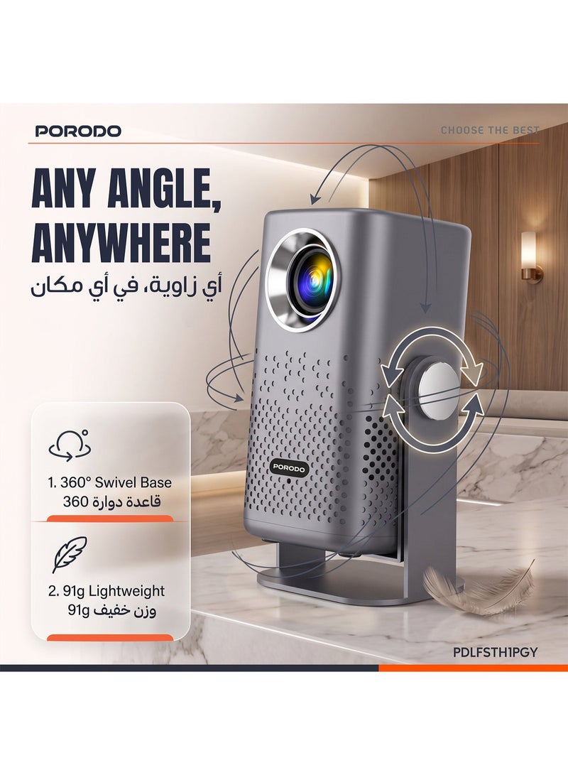 بورودو جهاز عرض هوائي محمول مع نظام Android، واي فاي 5G، بلوتوث 5.0، حجم شاشة قابل للتعديل، دقة 1080p Full HD، مشغل وسائط، بطارية قابلة لإعادة الشحن بسعة 3200 مللي أمبير ساعة، وقت تشغيل يصل إلى ساعتين، متوافق مع Android/iOS/Windows/HDMI/USB. - Image 3