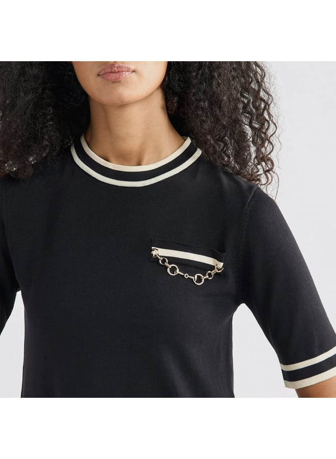 Splash FAV Striped Trim T-Shirt Dress - Image 4