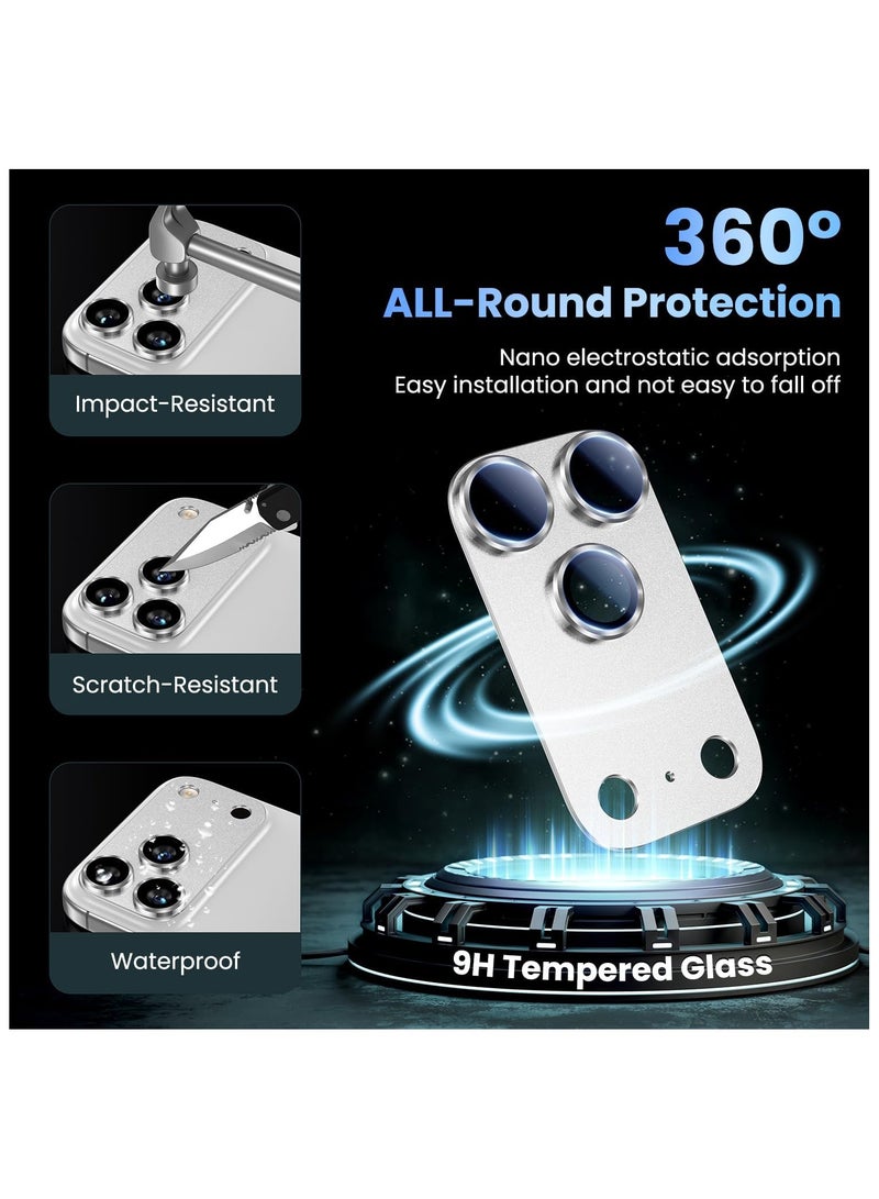 For iPhone 17 Pro Max Camera Lens Protector Upgrade Strong Adhesion Alloy Metal Tempered Glass Rear Camera Screen Protector Shatterproof Cover Film Accessories (Silver) - Image 2