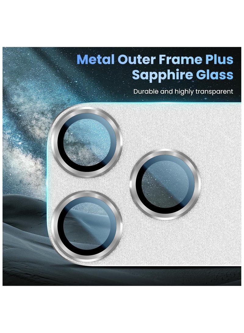 For iPhone 17 Pro Max Camera Lens Protector Upgrade Strong Adhesion Alloy Metal Tempered Glass Rear Camera Screen Protector Shatterproof Cover Film Accessories (Silver) - Image 4