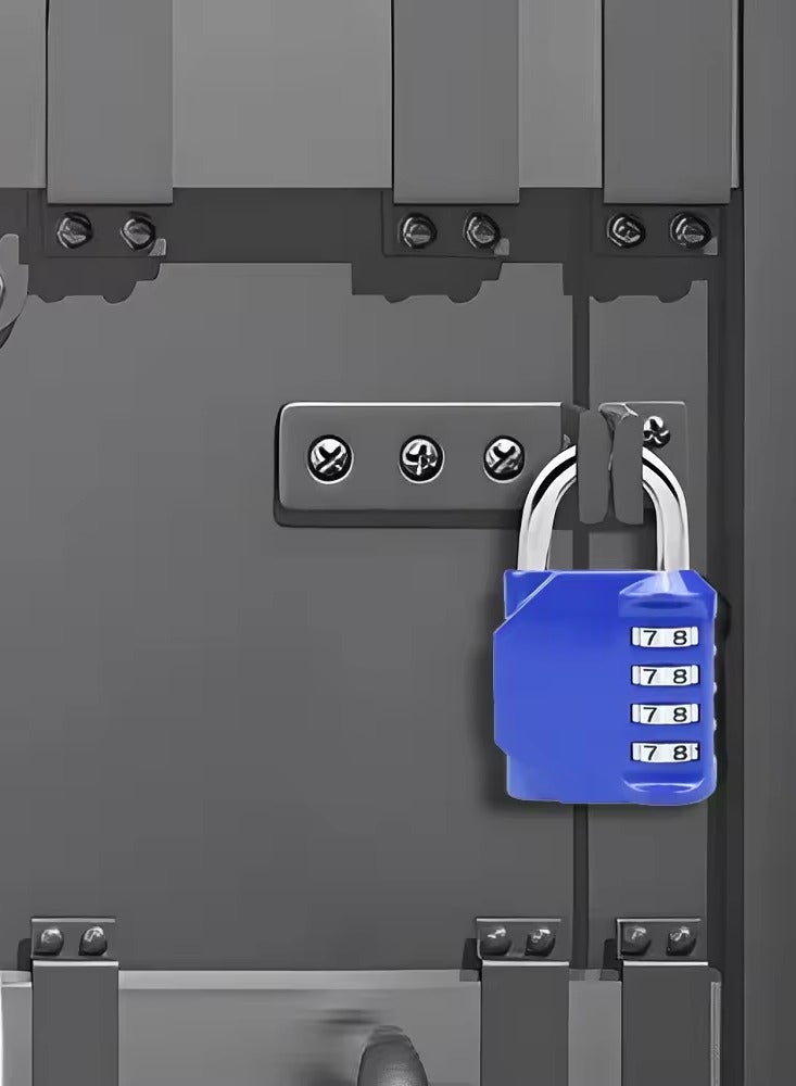 قفل كلمة مرور مكون من قطعتين، قفل أمتعة، قفل أمتعة خارجي مقاوم للماء مكون من 4 أرقام أحمر#أزرق  - Image 5
