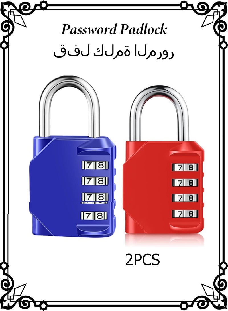2 Pieces Combination Locks， Password Padlock， with High Security for Personal Drawers and Luggage, Red#Blue - Image 1