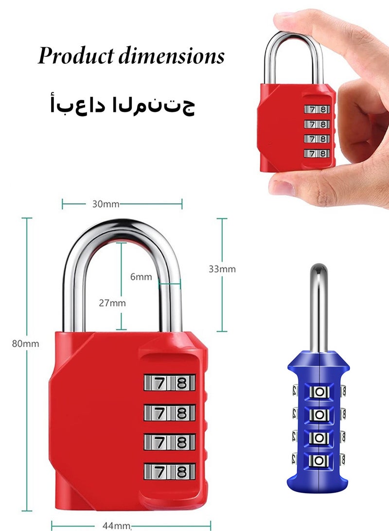 2 Pieces Combination Locks， Password Padlock， with High Security for Personal Drawers and Luggage, Red#Blue - Image 2
