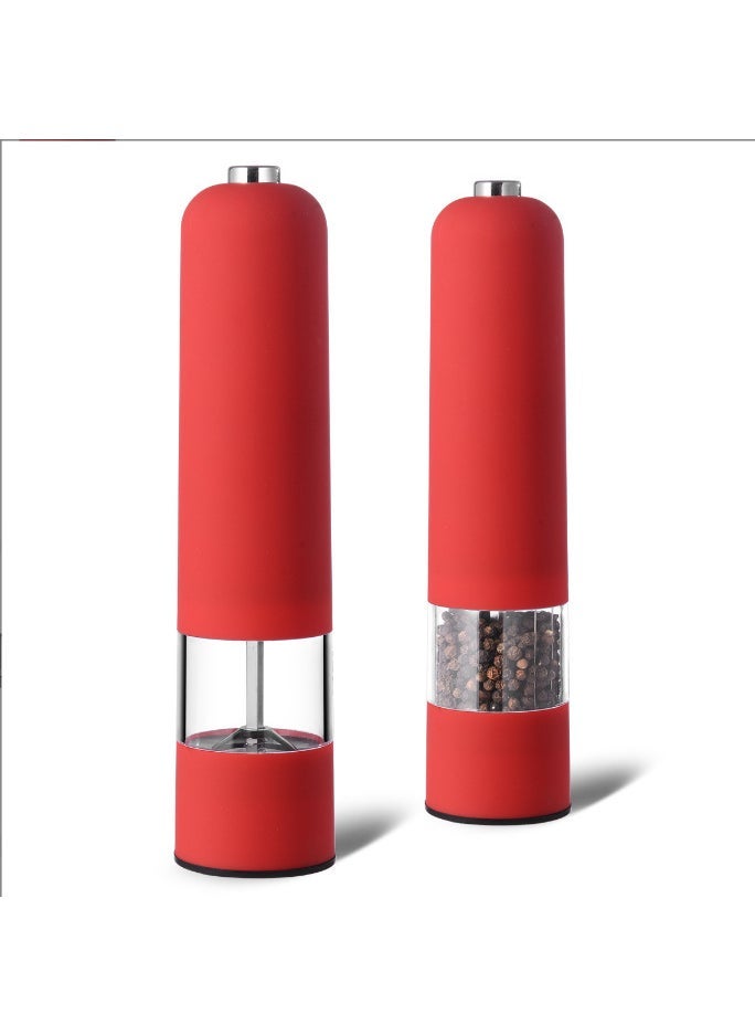 Multi-function pepper grinder stainless steel electric pepper grinder kitchen black pepper sea salt food grinding bottle ABS Red 