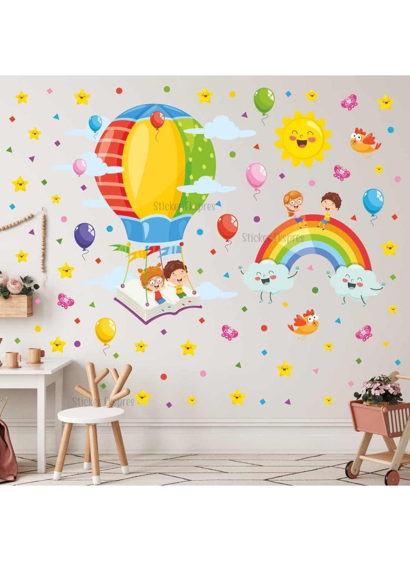 Sticker Express Book Kids Flying in Balloons Kindergarten School Children's Room Nursery Wall Door Glass Sticker Set - pzsku/ZDB56BF96CB7B19D7B777Z/45/_/1725722160/0e9d21fd-543d-4ab0-aca8-e24db8506715