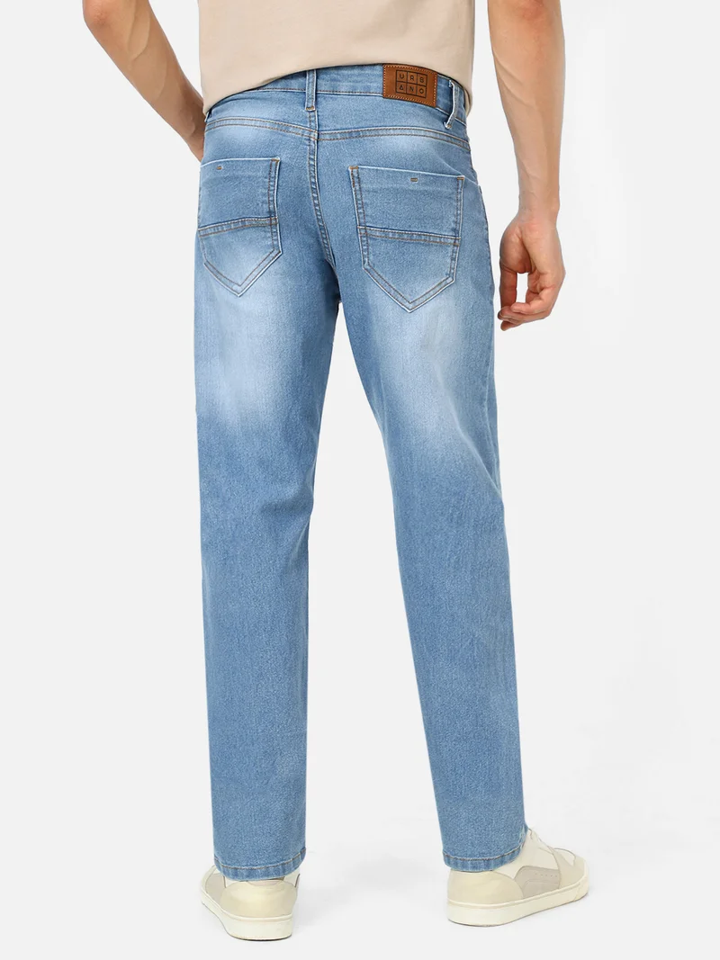 Urbano Fashion  Urbano Fashion Men's Light Blue Regular Fit Washed Jeans Stretchable for Men | Best Price UAE