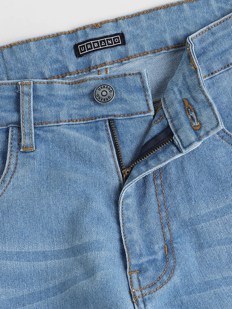 Urbano Fashion  Urbano Fashion Men's Light Blue Regular Fit Washed Jeans Stretchable for Men | Best Price UAE