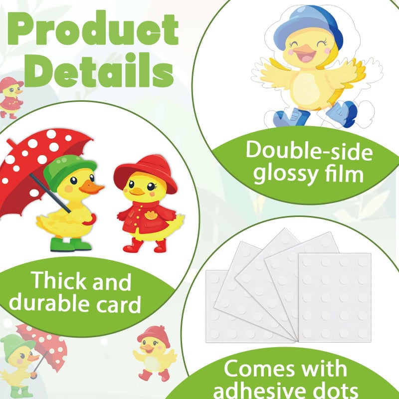 Justforjoyful Quark Quark Spring is Back Bulletin Board Spring Bulletin Board Decorations Set Yellow Duck Rainbow Umbrella Clouds Flowers Cutouts Back to School Supplies for Classroom Home Office Wall Door Decor - Image 3