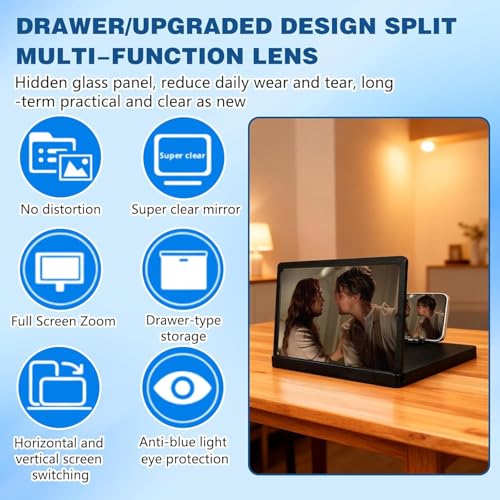 Movued Big Screen Phone Magnifier,HD Screen Expander, Foldable Phone Stand with Movie Screen Amplifier for Travel, Portable 3D Magnifying Screen for Elderly, with All Phones (10 in) - Image 2
