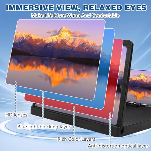 Movued Big Screen Phone Magnifier,HD Screen Expander, Foldable Phone Stand with Movie Screen Amplifier for Travel, Portable 3D Magnifying Screen for Elderly, with All Phones (10 in) - Image 3