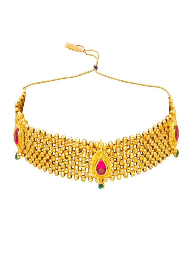 Bodha Traditional IndianGold Plated Stylish Traditional Ethnic Thushi Choker Necklace Jewellery Set for Women (SJN_98) - Image 1