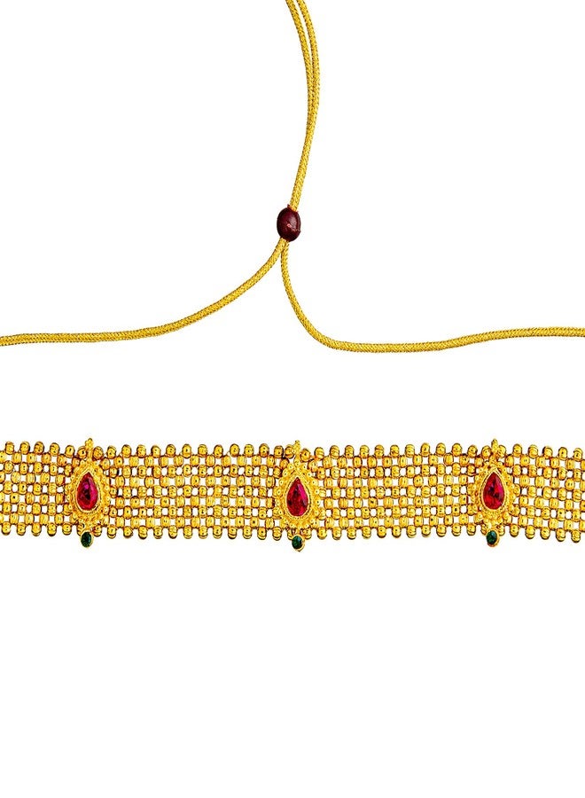 Bodha Traditional IndianGold Plated Stylish Traditional Ethnic Thushi Choker Necklace Jewellery Set for Women (SJN_98) - Image 4