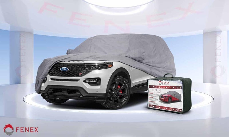 fenex Car Cover [4x4] – All-Weather Protection | Waterproof, UV-Resistant, Dustproof, Breathable | Indoor/Outdoor Use | Door Zipper & Mirror Pockets | Fits SUV & Sedan cars (520 × 203 × 152 cm) - Image 5