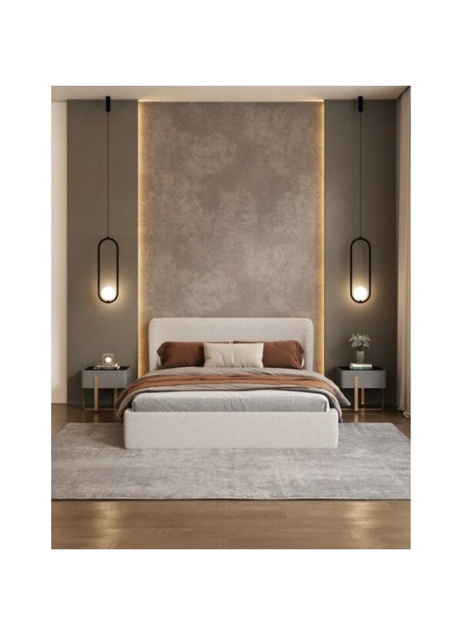 Homzmart MDF and Swedish Wood and Velvet Single Bed 120x120x200 cm - Beige  - Image 1