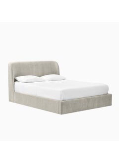Homzmart MDF and Swedish Wood and Velvet Single Bed 120x120x200 cm - Beige  - Image 2