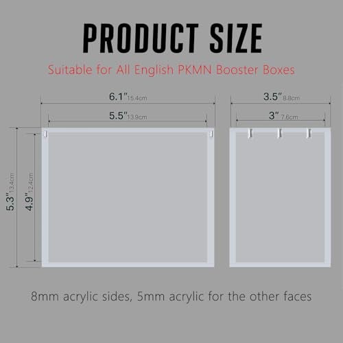 Botyboty PKMN Booster Box Acrylic Case Magnetic Ultra Thick 8mm 5mm Acrylic Booster Box Protector Case Clear Display Stackable Hard Compatible with PKMN Booster Boxes with Strong Magnets Easy Top Loading - Image 3