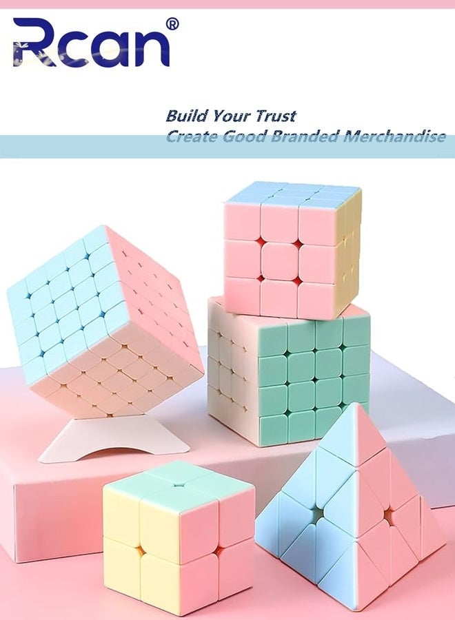 Rcan Speed Cube Set 5 Pack, Pyramid Puzzle Cube, Rubik's Cube Game Twisted Puzzle Toy Educational Puzzle Cube Puzzles for Adult Kids Gift - Image 1