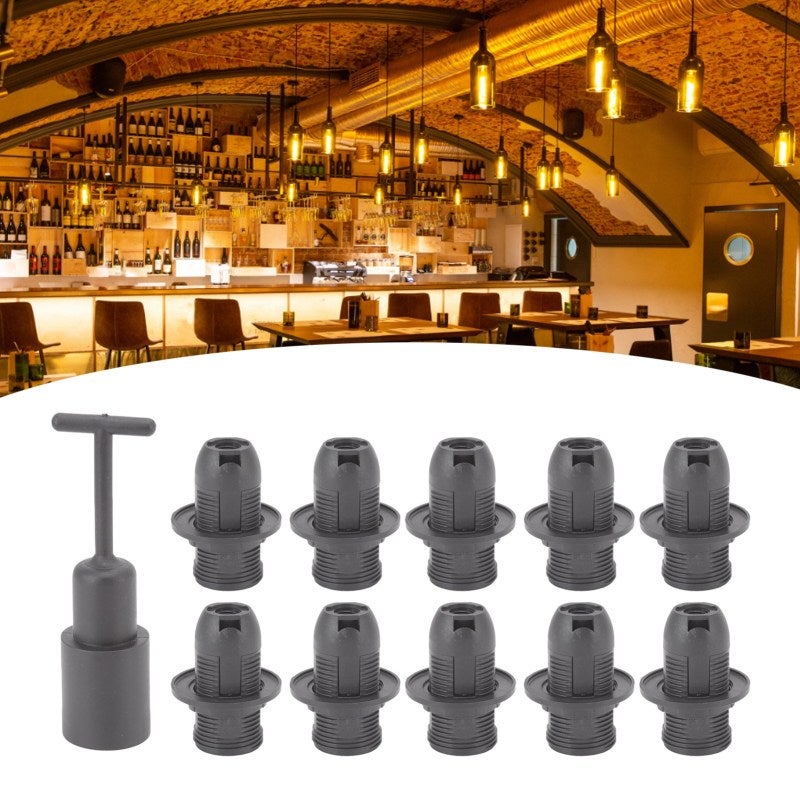 10PCS E14 Lamp Holder ABS with Sleeve High Temperature Resistant Light Socket Base for Home Black - Image 4