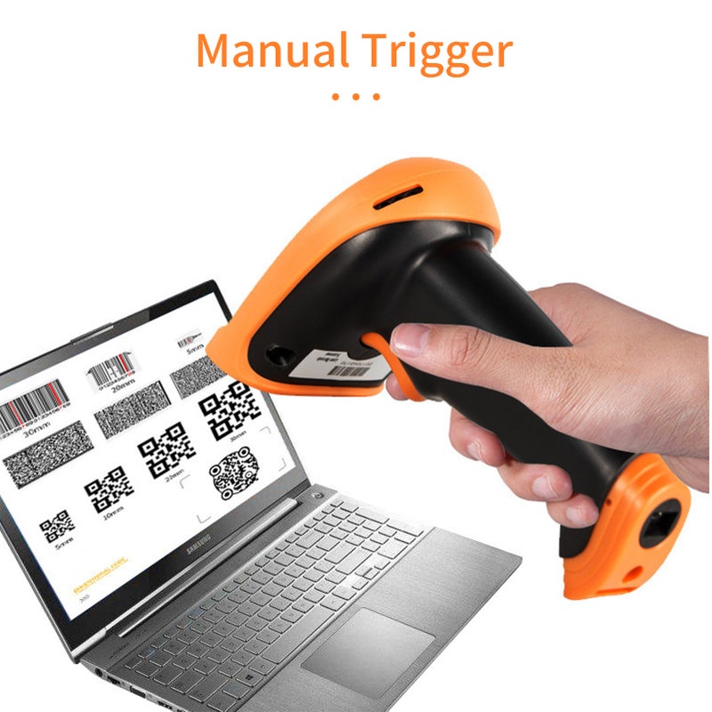 2.4G Wireless 1D 2D Barcode Scanner USB Wireless Bar Code Reader Handheld Scanner Manual Trigger Scanning Support Paper Code Screen Code Compatible with Windows 7/8/10/XP System for Supermarket - Image 2