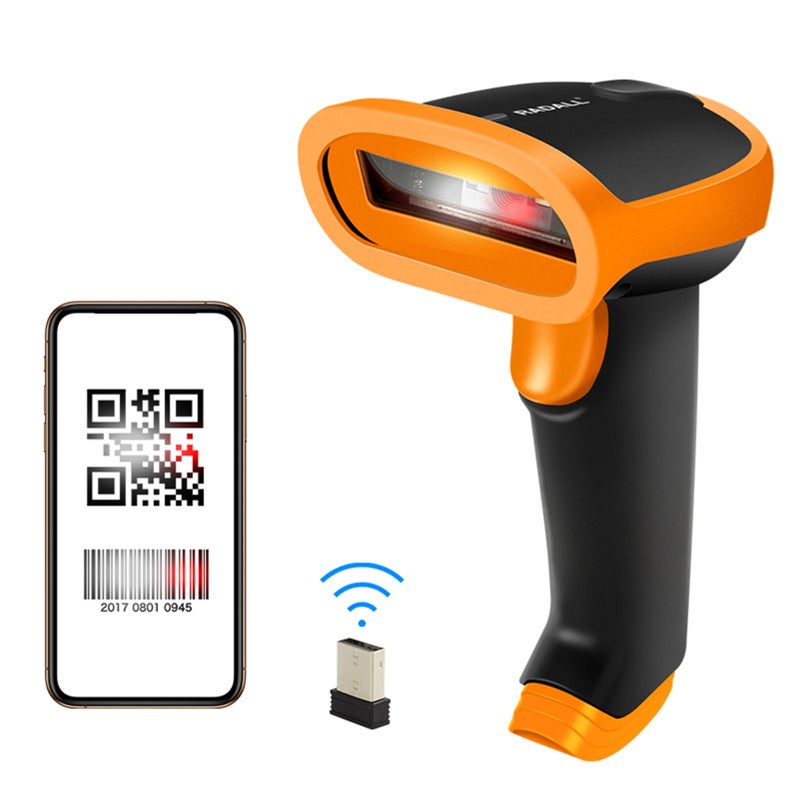 2.4G Wireless 1D 2D Barcode Scanner USB Wireless Bar Code Reader Handheld Scanner Manual Trigger Scanning Support Paper Code Screen Code Compatible with Windows 7/8/10/XP System for Supermarket - Image 1