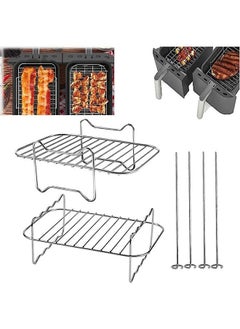 2 Pack Air Fryer Rack Air Fryer Accessories Compatible with Ninja Food Dual Zone Air Fryer [af300uk] [af400uk] 304 Stainless Steel
