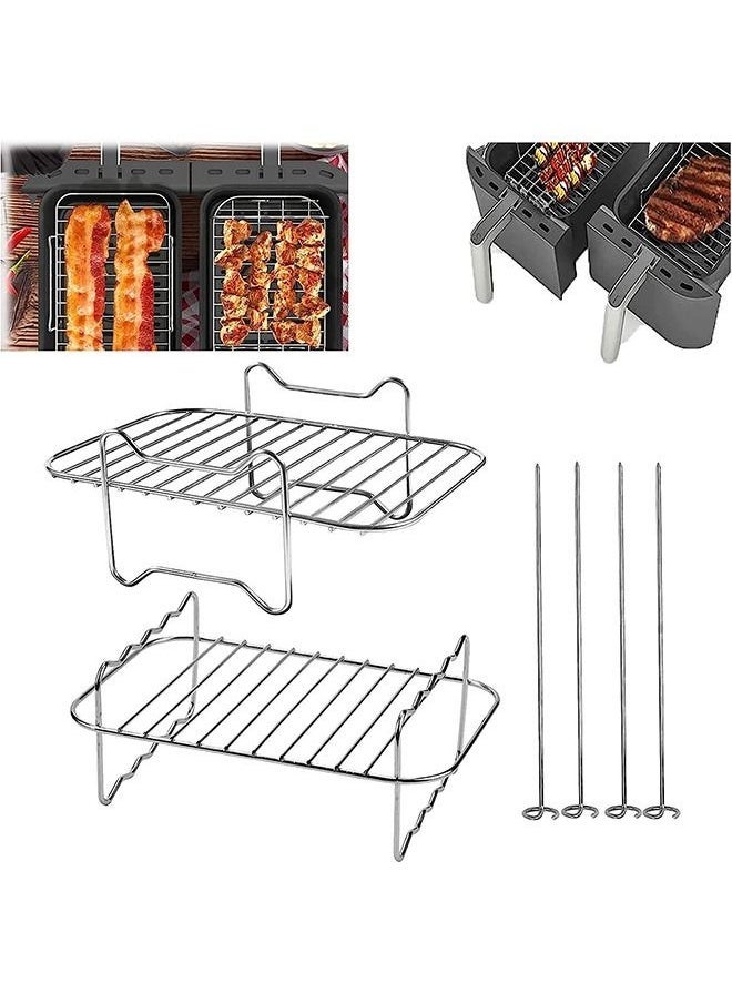 Arabest - 2 Pack Air Fryer Rack Air Fryer Accessories Compatible with Ninja Food Dual Zone Air Fryer [af300uk] [af400uk] 304 Stainless Steel - Image 1