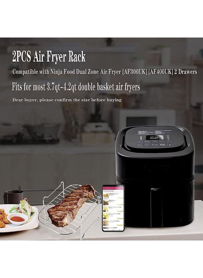 Arabest - 2 Pack Air Fryer Rack Air Fryer Accessories Compatible with Ninja Food Dual Zone Air Fryer [af300uk] [af400uk] 304 Stainless Steel - Image 1