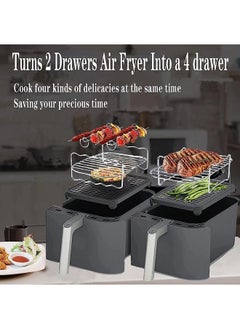 Arabest 2 Pack Air Fryer Rack Air Fryer Accessories Compatible with Ninja Food Dual Zone Air Fryer [af300uk] [af400uk] 304 Stainless Steel  - Image 3