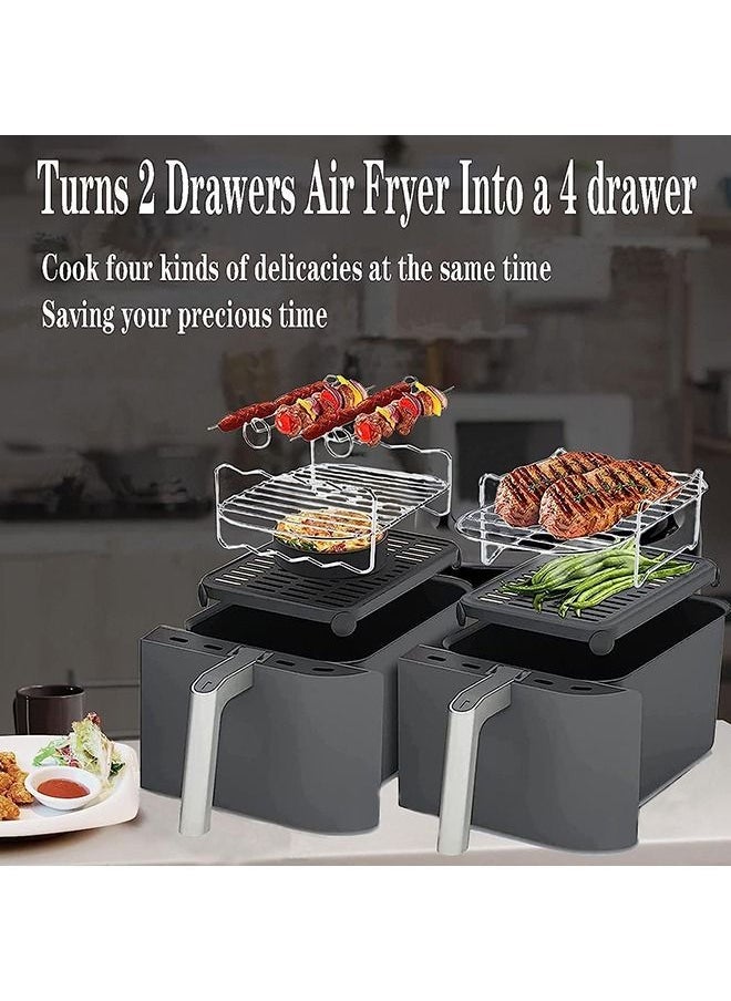 Arabest - 2 Pack Air Fryer Rack Air Fryer Accessories Compatible with Ninja Food Dual Zone Air Fryer [af300uk] [af400uk] 304 Stainless Steel - Image 1