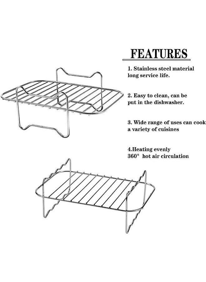 Arabest - 2 Pack Air Fryer Rack Air Fryer Accessories Compatible with Ninja Food Dual Zone Air Fryer [af300uk] [af400uk] 304 Stainless Steel - Image 1