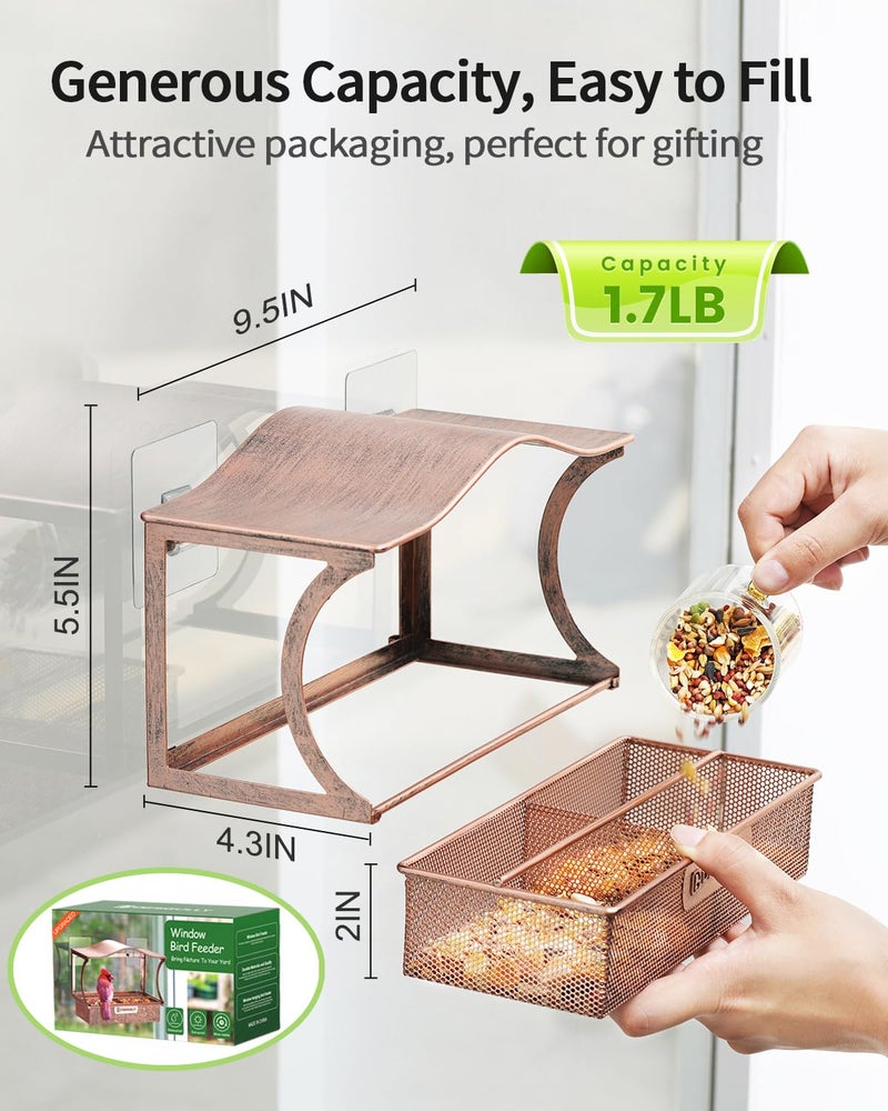 DesGully Window Bird Feeder, Metal - with Strong Suction Cups, Large Outdoor for Viewing Bird Watching Gift (Curved) - Image 4