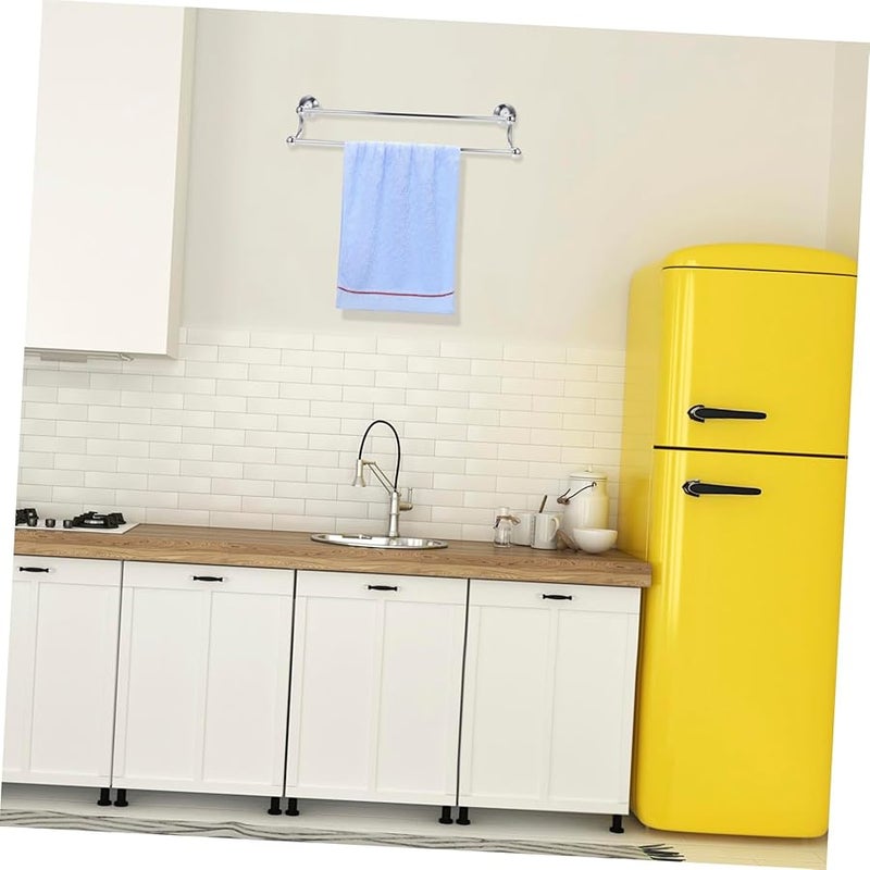 Brass Double Towel Bar With Mounted Shelf Chrome Plated Multifunctional Bathroom Kitchen Holder - Image 3