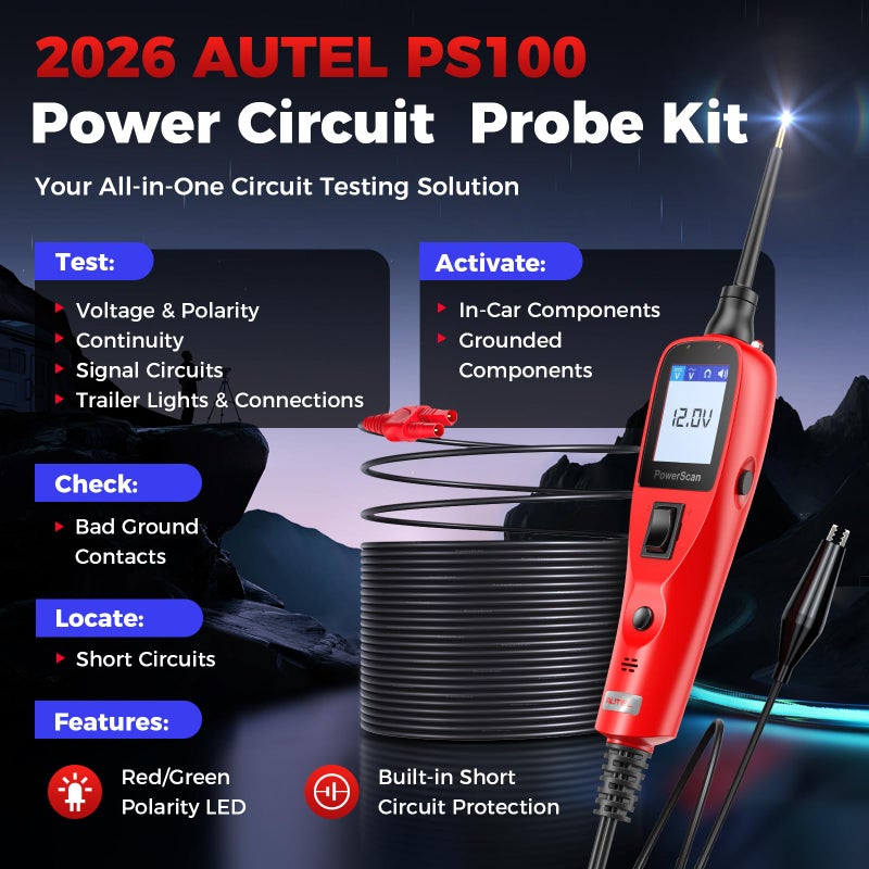 Autel PowerScan Automotive Circuit Tester: 2026 Power Circuit Probe Tool, 12-24V Electrical Short Open Breaker Circuit Finder, AC/DC Current Resistance, Duty Cycle, 20FT Extension Cord for All Cars - Image 2